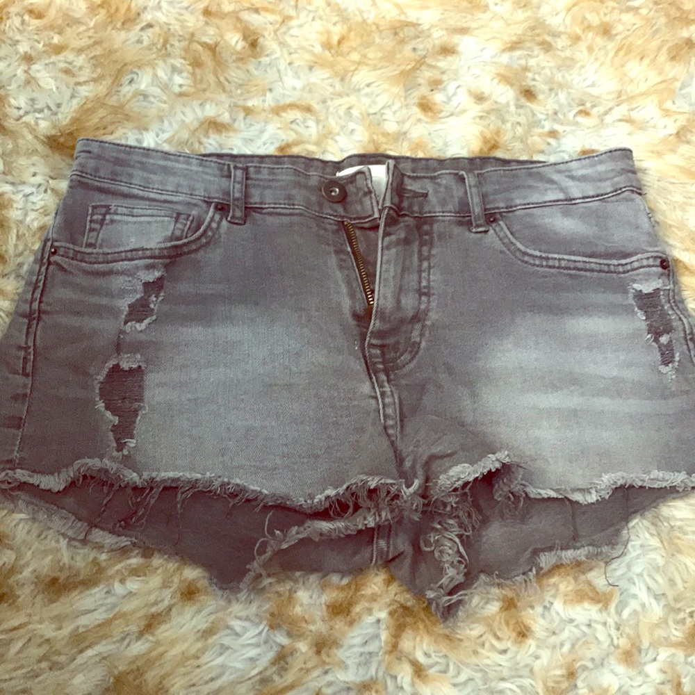Gray denim shorts